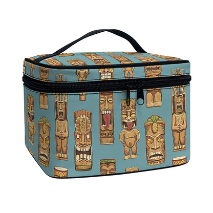 Tiki Totem Pattern Print Travel Makeup Bag
