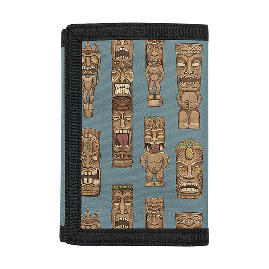 Tiki Totem Pattern Print Trifold Wallet