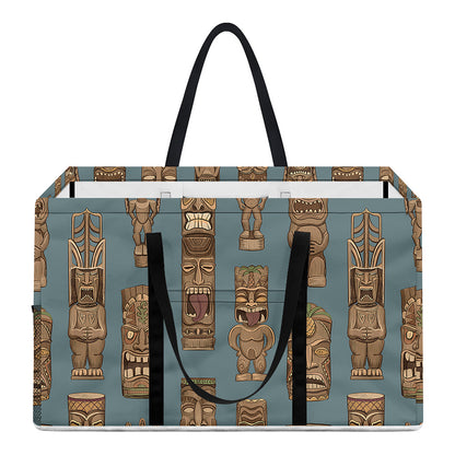 Tiki Totem Pattern Print Utility Tote Bag