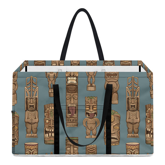 Tiki Totem Pattern Print Utility Tote Bag