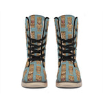 Tiki Totem Pattern Print Winter Boots