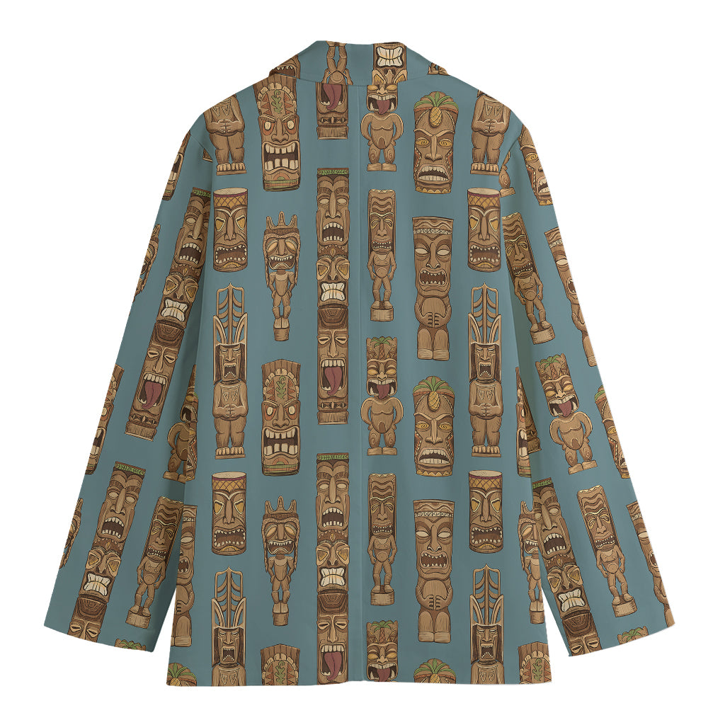 Tiki Totem Pattern Print Women's Blazer
