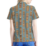 Tiki Totem Pattern Print Women's Polo Shirt