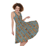 Tiki Totem Pattern Print Women's Sleeveless Dress