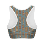 Tiki Totem Pattern Print Women's Sports Bra