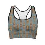 Tiki Totem Pattern Print Women's Sports Bra