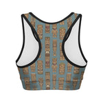 Tiki Totem Pattern Print Women's Sports Bra