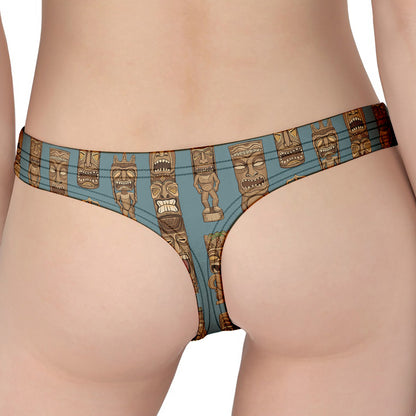 Tiki Totem Pattern Print Women's Thong