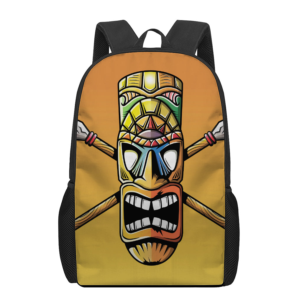 Tiki Totem Print 17 Inch Backpack