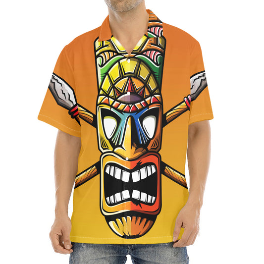 Tiki Totem Print Aloha Shirt