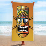 Tiki Totem Print Beach Towel