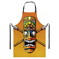 Tiki Totem Print Bib Apron With Pocket