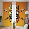Tiki Totem Print Dimout Pencil Pleat Curtains