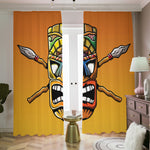 Tiki Totem Print Blackout Pencil Pleat Curtains