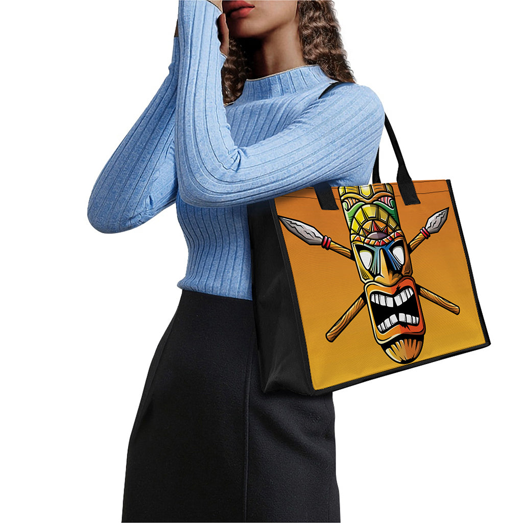 Tiki Totem Print Canvas Tote Bag