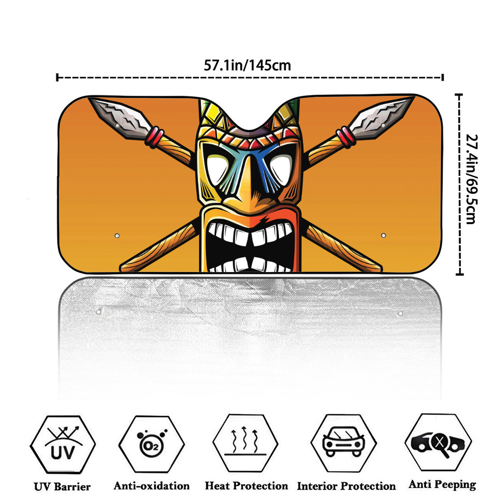 Tiki Totem Print Car Windshield Sun Shade