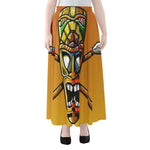 Tiki Totem Print Chiffon Maxi Skirt