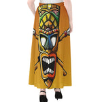 Tiki Totem Print Chiffon Maxi Skirt