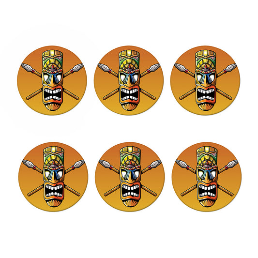 Tiki Totem Print Coaster Set