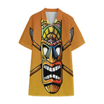 Tiki Totem Print Cotton Hawaiian Shirt