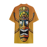 Tiki Totem Print Cotton Hawaiian Shirt