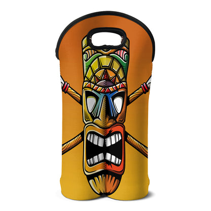 Tiki Totem Print Double Neoprene Wine Tote
