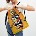 Tiki Totem Print Drawstring Backpack