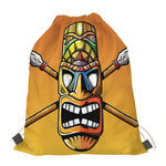 Tiki Totem Print Drawstring Bag