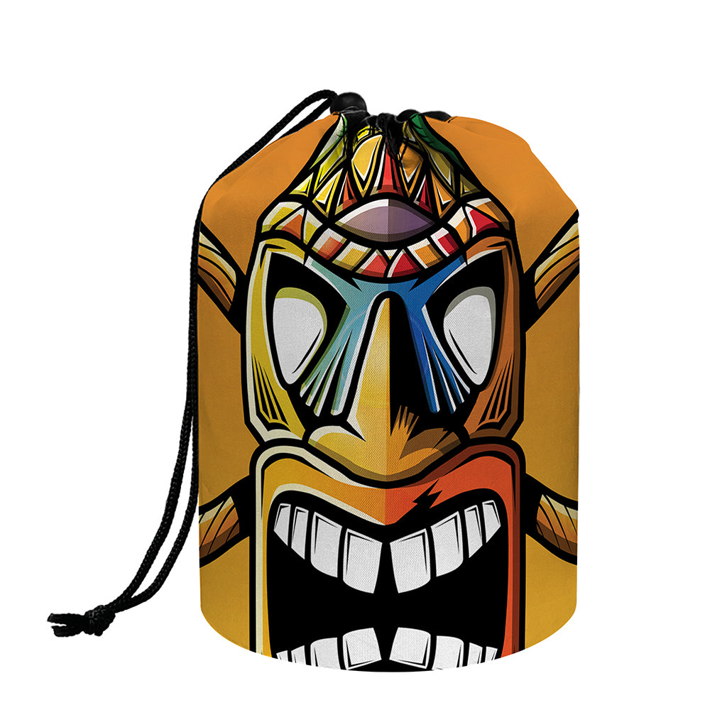 Tiki Totem Print Drawstring Makeup Bag