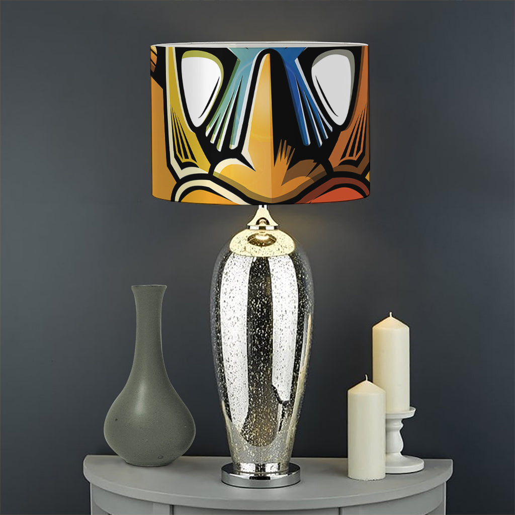 Tiki Totem Print Drum Lamp Shade