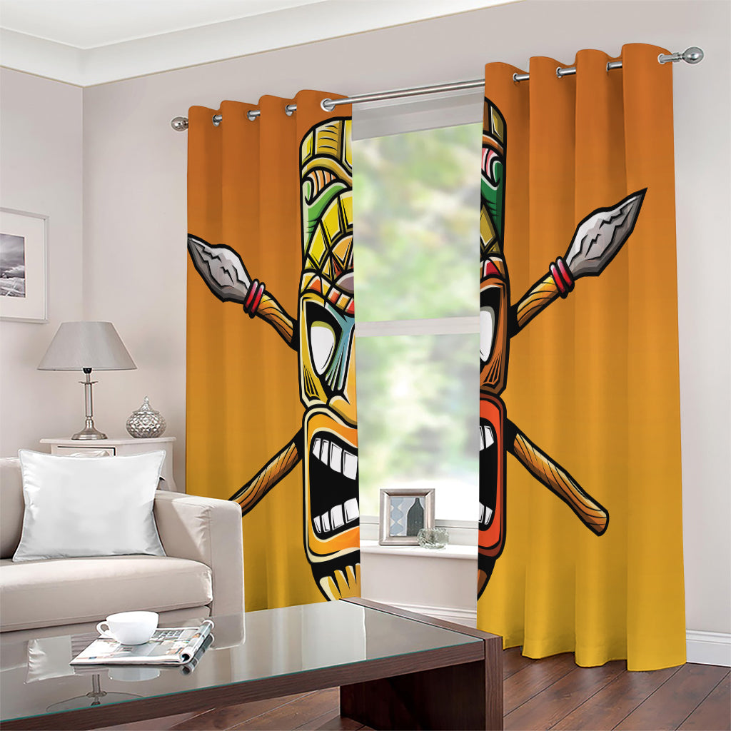 Tiki Totem Print Extra Wide Grommet Curtains