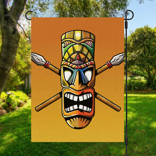 Tiki Totem Print Garden Flag