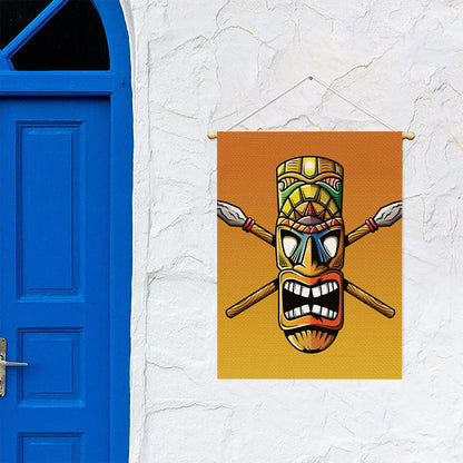 Tiki Totem Print Garden Flag