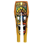 Tiki Totem Print High-Waisted Pocket Leggings