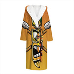 Tiki Totem Print Hooded Bathrobe