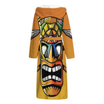 Tiki Totem Print Hooded Bathrobe