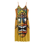 Tiki Totem Print Jersey Midi Cami Dress