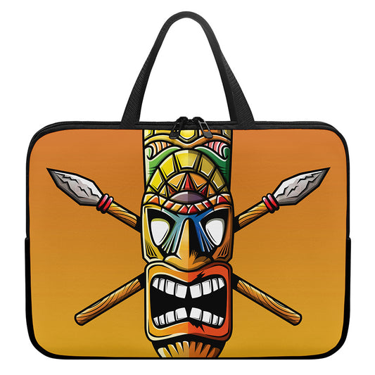 Tiki Totem Print Laptop Sleeve With Handle
