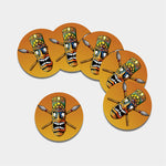 Tiki Totem Print Leather Coaster Set