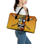 Tiki Totem Print Leather Duffle Bag