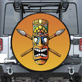 Tiki Totem Print Leather Spare Tire Cover