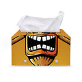 Tiki Totem Print Leather Tissue Box Cover
