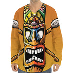 Tiki Totem Print Long Sleeve Baseball Jersey