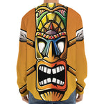 Tiki Totem Print Long Sleeve Baseball Jersey