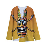 Tiki Totem Print Long Sleeve Short Coat