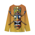 Tiki Totem Print Long Sleeve Short Coat