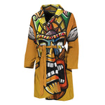 Tiki Totem Print Men's Bathrobe