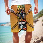 Tiki Totem Print Men's Cargo Shorts