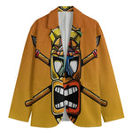 Tiki Totem Print Men's Cotton Blazer