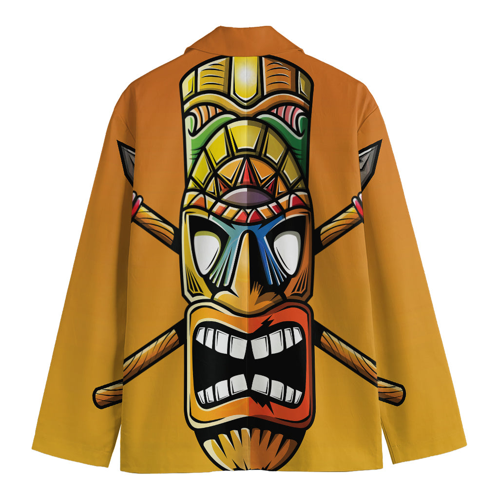 Tiki Totem Print Men's Cotton Blazer
